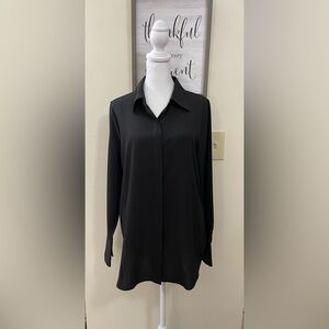 Prologue Women’s Black Long Sleeve Concealed Button Front Collared Shirt Sz M.